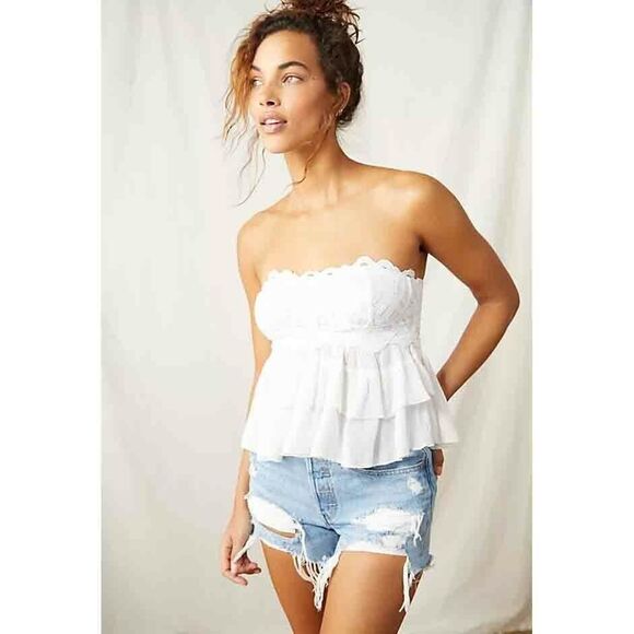 Intimately Free People Adella Corset Cami Blouse Top Tube Lace White S 281186 - Picture 1 of 8
